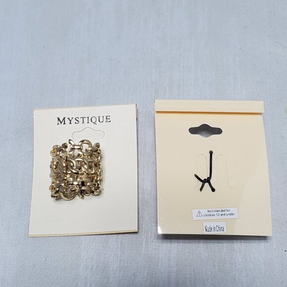 Mystique Gold-Tone Stretch Chain-Link Statement Rings – 2 for 1 Deal! - Picture 6 of 6